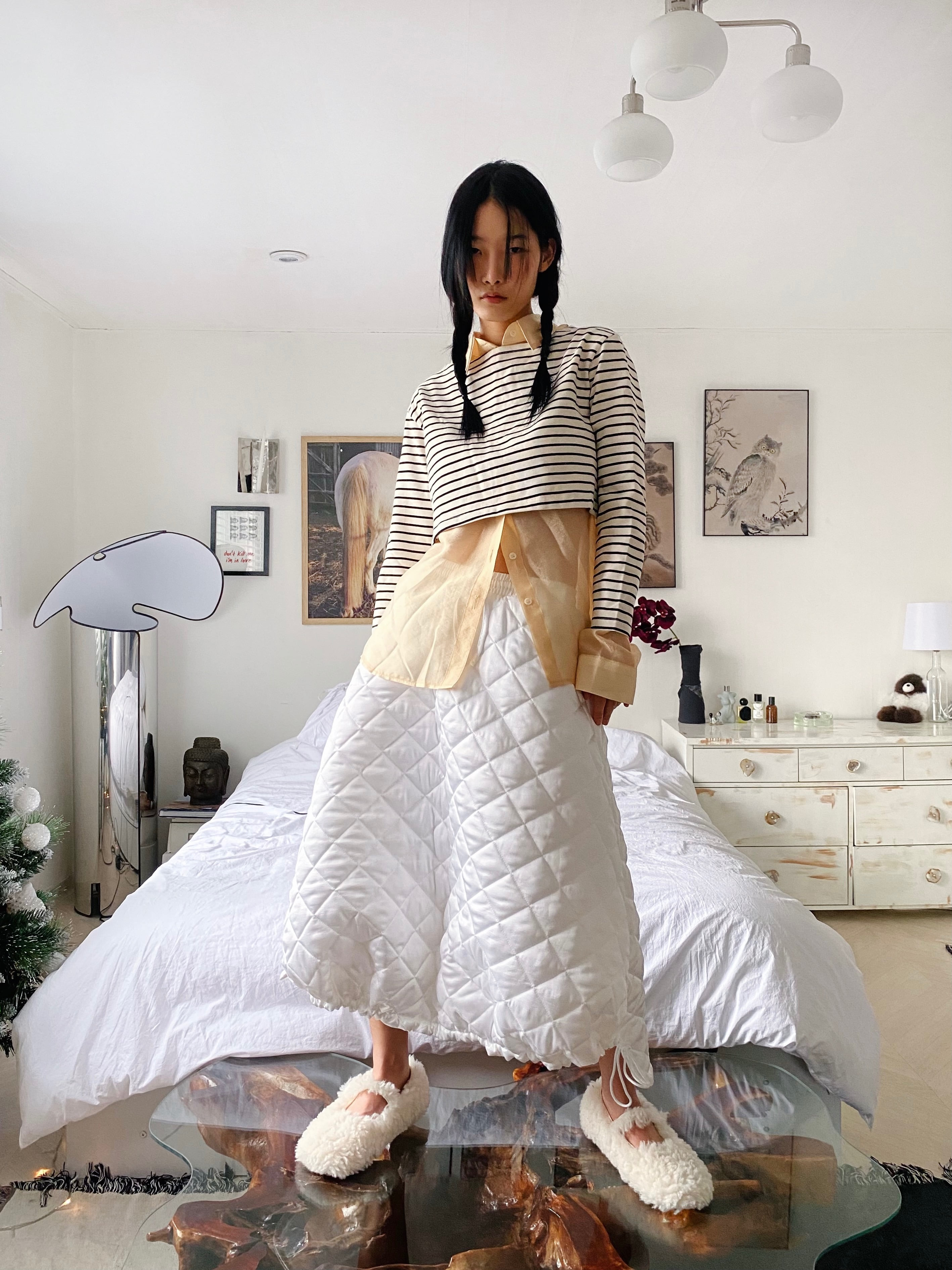 white quilting skirt